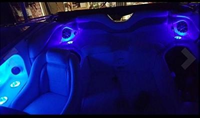 Подстаканник нержавеющий врезной с LED подсветкой, синий цвет, 21208-1