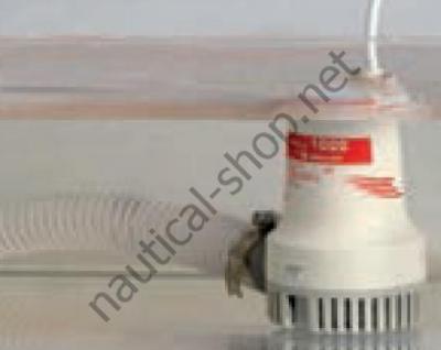 Помпа трюмная погружная Europump II 1000G, 64 л/мин, пример установки и подключения, 16.122.06