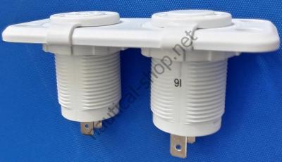 Розетка прикуривателя с двойным гнездом USB, белый цвет, вид сбоку, 14.516.12 Osculati