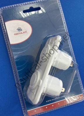 Розетка прикуривателя с двойным гнездом USB, белый цвет, в упаковке, 14.516.12 Osculati