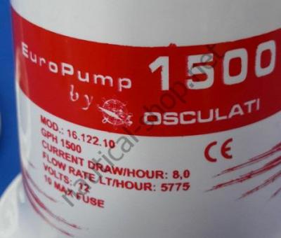 Помпа трюмная погружная Europump II 1500G, 96 л/мин, 12 В, 16.122.10 Osculati