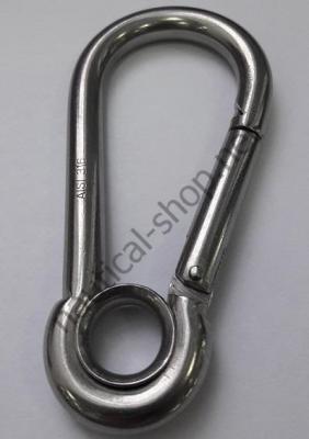 Карабин из нержавеющей стали с проушиной 13 мм, 09.186.16